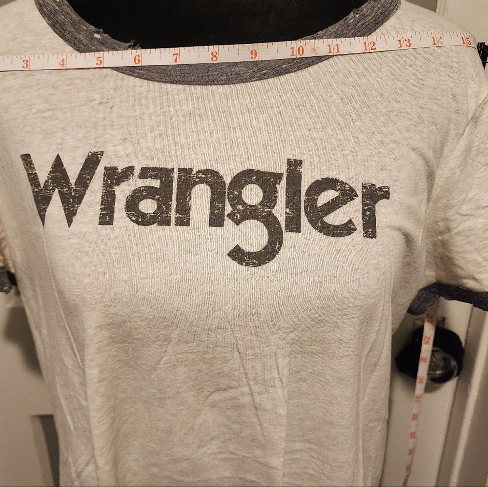 Wrangler Women's Gray and White Ringer Tee - Picture 2 of 5